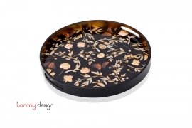 Round lacquer tray with flower and butterfly pattern D35*4,5 cm